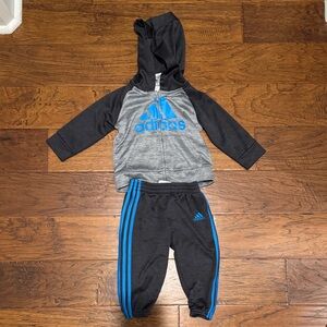 Adidas Charcoal and Sky Blue Tracksuit